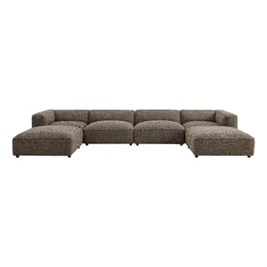 Auren Lattice Boucle 6 Piece Sectional with 2 Ottomans in Earth