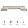 Auren Lattice Boucle 6 Piece Sectional with 2 Ottomans in Fog