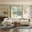 Auren Lattice Boucle 5 Piece Sectional with 2 Ottomans in Cream