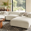 Auren Lattice Boucle 5 Piece Sectional with 2 Ottomans in Cream