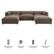 Auren Lattice Boucle 5 Piece Sectional with 2 Ottomans in Earth