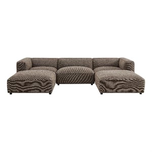 Auren Lattice Boucle 5 Piece Sectional with 2 Ottomans in Earth