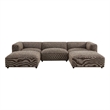 Auren Lattice Boucle 5 Piece Sectional with 2 Ottomans in Earth