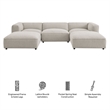 Auren Lattice Boucle 5 Piece Sectional with 2 Ottomans in Fog