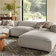 Auren Lattice Boucle 5 Piece Sectional with 2 Ottomans in Fog