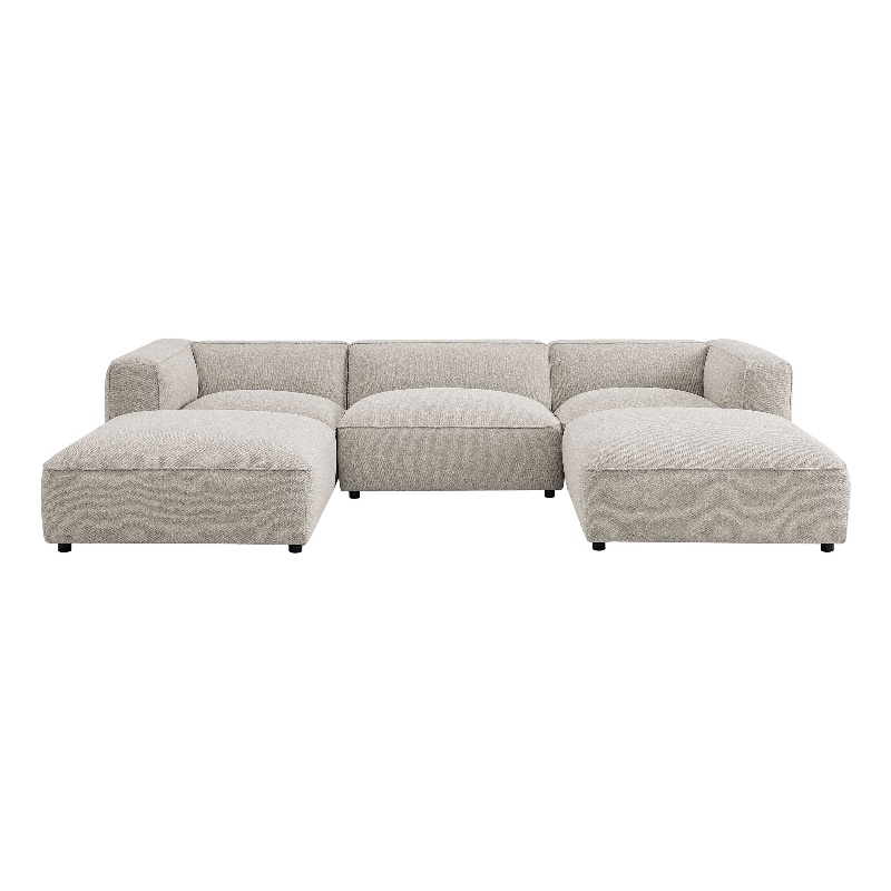 Auren Lattice Boucle 5 Piece Sectional with 2 Ottomans in Fog