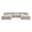 Auren Lattice Boucle 5 Piece Sectional with 2 Ottomans in Fog