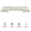 Auren Lattice Boucle 6 Piece Sectional with 2 Ottomans in Cream