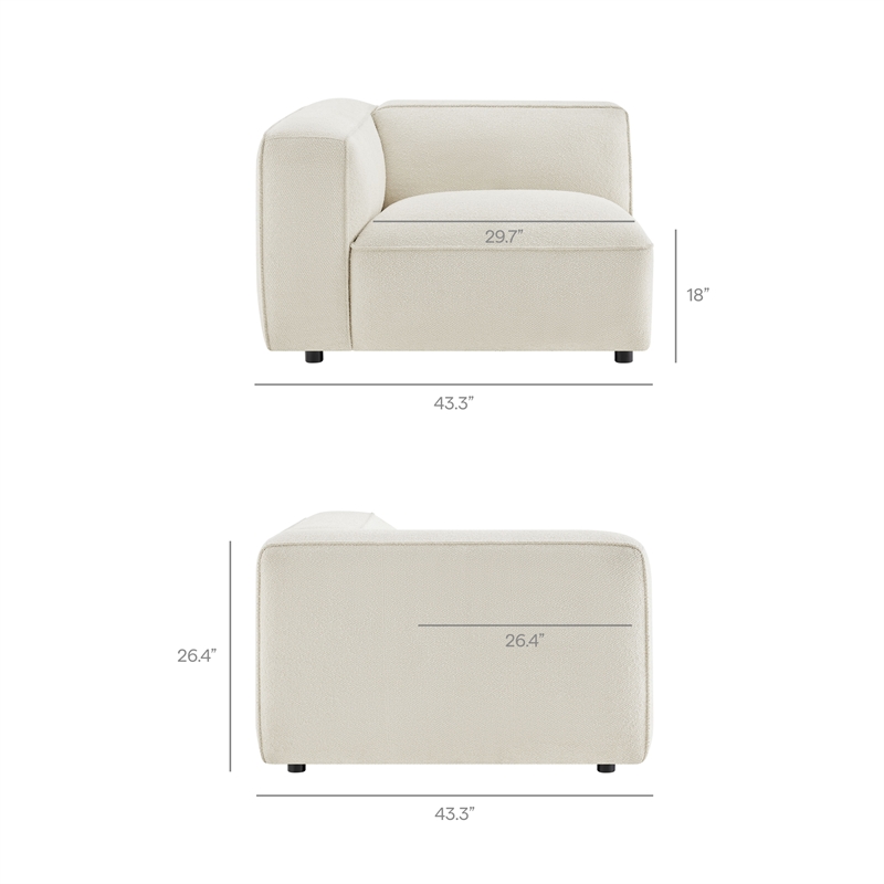 Auren Lattice Boucle 6 Piece Sectional with 2 Ottomans in Cream