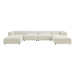 Auren Lattice Boucle 6 Piece Sectional with 2 Ottomans in Cream