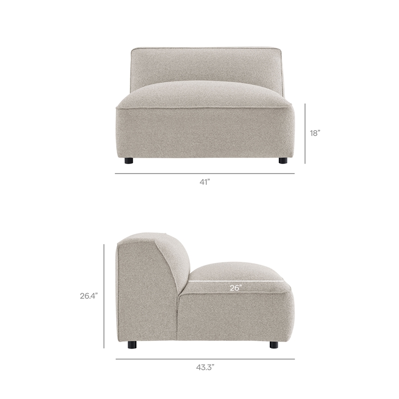 Auren Lattice Boucle 5 Piece Corner Sectional in Fog