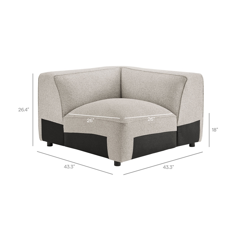Auren Lattice Boucle 5 Piece Corner Sectional in Fog