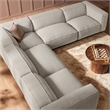 Auren Lattice Boucle 5 Piece Corner Sectional in Fog
