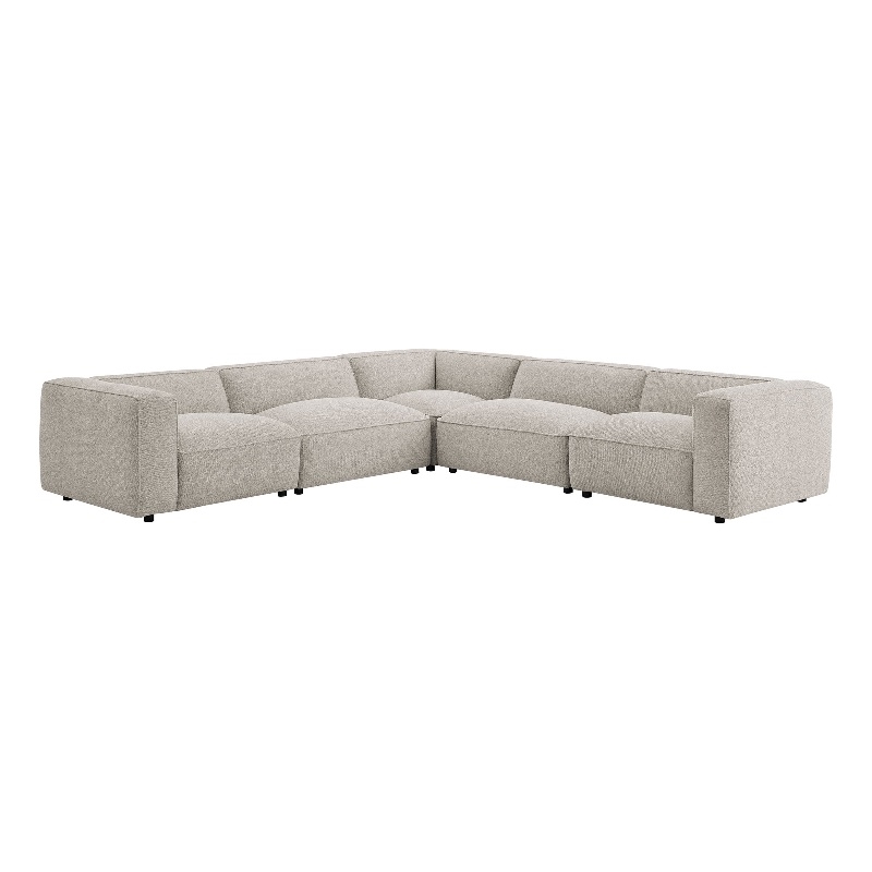 Auren Lattice Boucle 5 Piece Corner Sectional in Fog