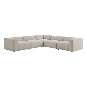 Auren Lattice Boucle 5 Piece Corner Sectional in Fog
