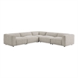 Auren Lattice Boucle 5 Piece Corner Sectional in Fog