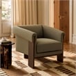 Halbrook Linen Blend Accent Chair with Wood Tripod Base in Olive