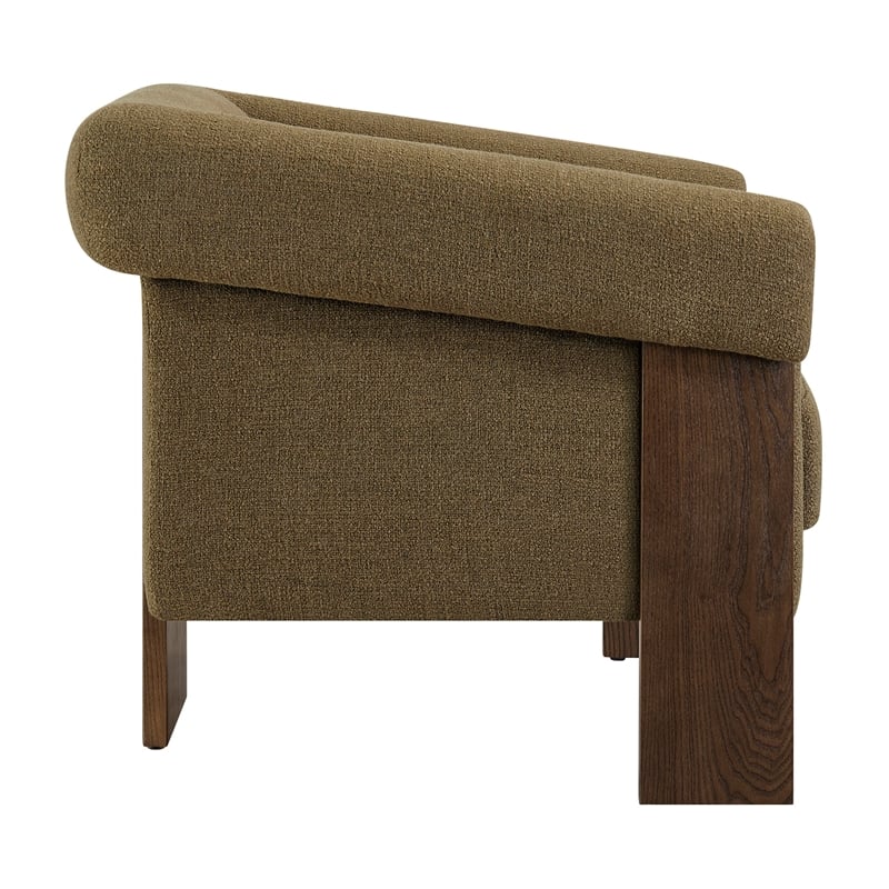 Halbrook Linen Blend Accent Chair with Wood Tripod Base in Olive