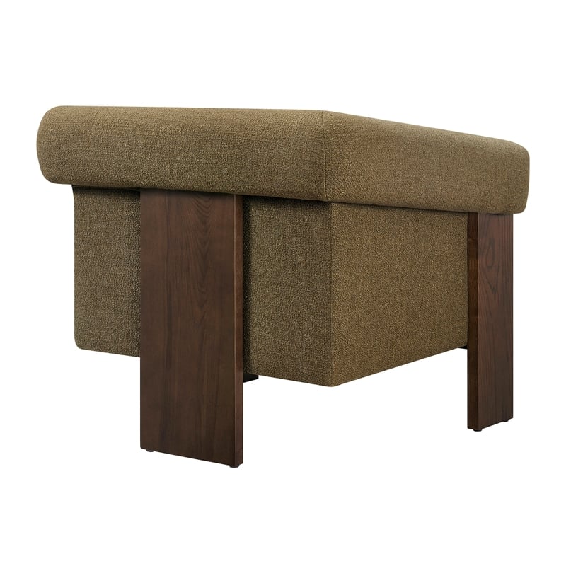 Halbrook Linen Blend Accent Chair with Wood Tripod Base in Olive