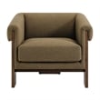 Halbrook Linen Blend Accent Chair with Wood Tripod Base in Olive