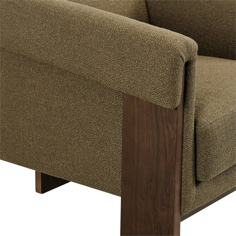 Halbrook Linen Blend Accent Chair with Wood Tripod Base in Olive