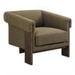 Halbrook Linen Blend Accent Chair with Wood Tripod Base in Olive