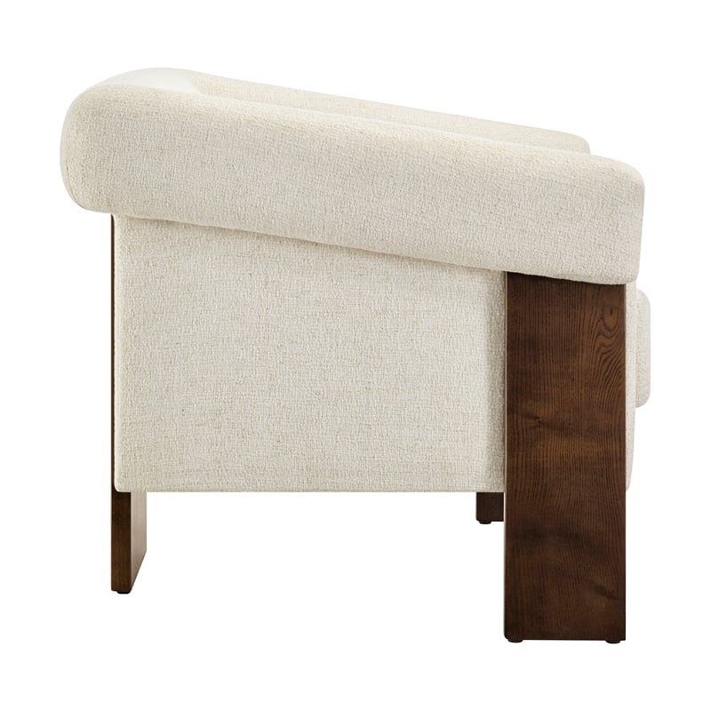 Halbrook Linen Blend Accent Chair with Wood Tripod Base in Ivory