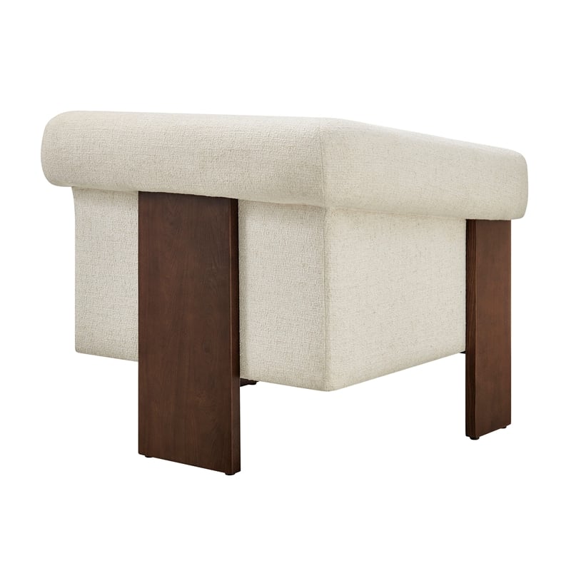 Halbrook Linen Blend Accent Chair with Wood Tripod Base in Ivory