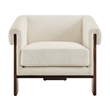 Halbrook Linen Blend Accent Chair with Wood Tripod Base in Ivory