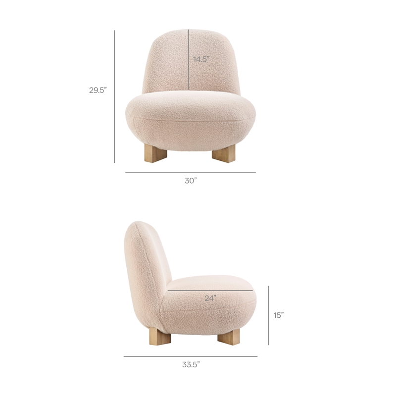 Norwood Faux Mohair Accent Chair with Wood Legs in Petal