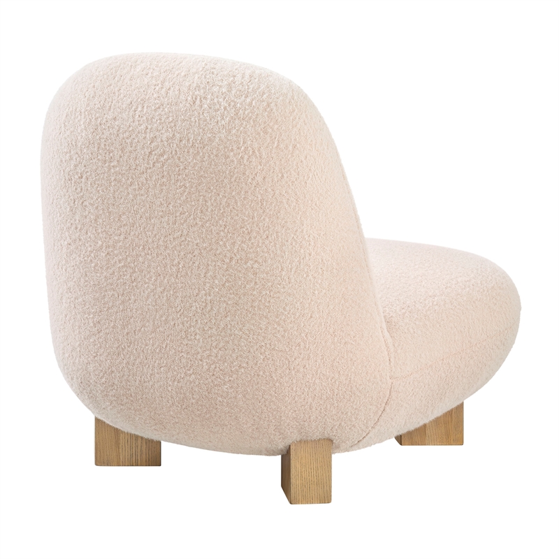 Norwood Faux Mohair Accent Chair with Wood Legs in Petal