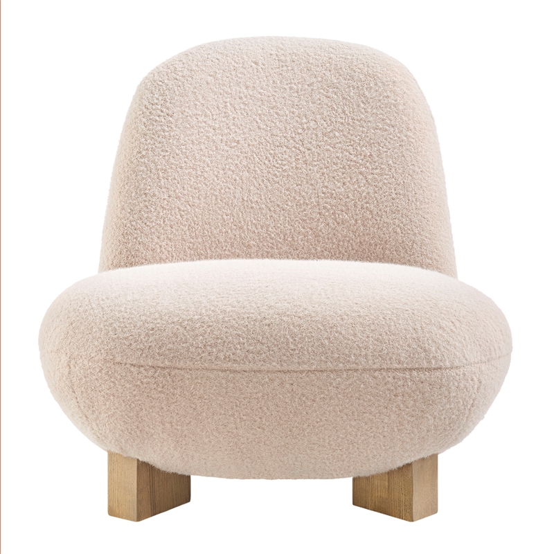 Norwood Faux Mohair Accent Chair with Wood Legs in Petal