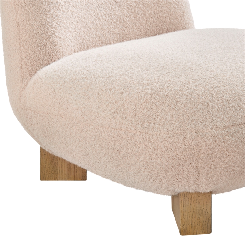 Norwood Faux Mohair Accent Chair with Wood Legs in Petal