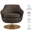 Quimby Chenille Swivel Accent Chair with Metal Base in Espresso