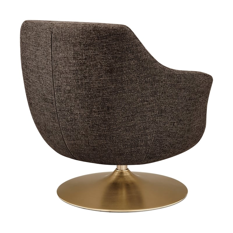 Quimby Chenille Swivel Accent Chair with Metal Base in Espresso