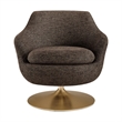 Quimby Chenille Swivel Accent Chair with Metal Base in Espresso