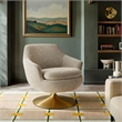 Quimby Chenille Swivel Accent Chair with Metal Base in Flaxen