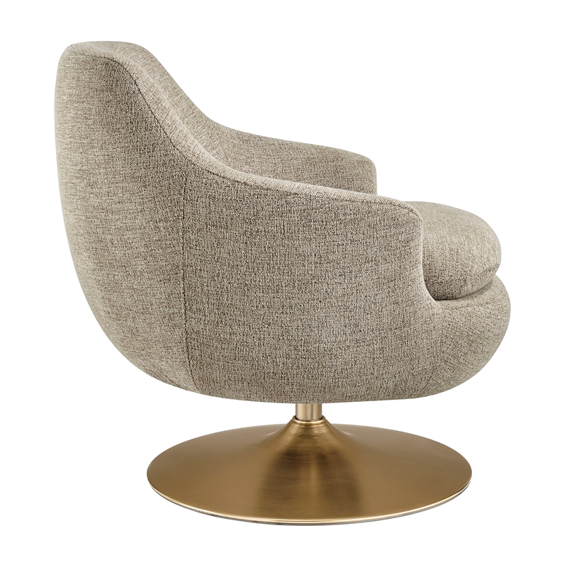 Quimby Chenille Swivel Accent Chair with Metal Base in Flaxen