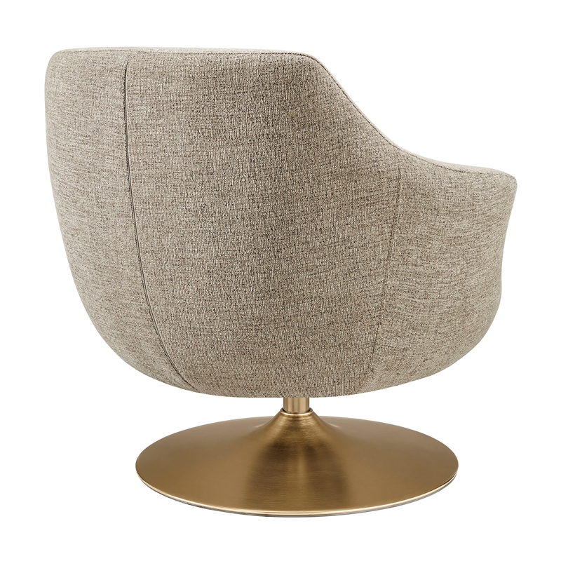 Quimby Chenille Swivel Accent Chair with Metal Base in Flaxen