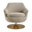 Quimby Chenille Swivel Accent Chair with Metal Base in Flaxen