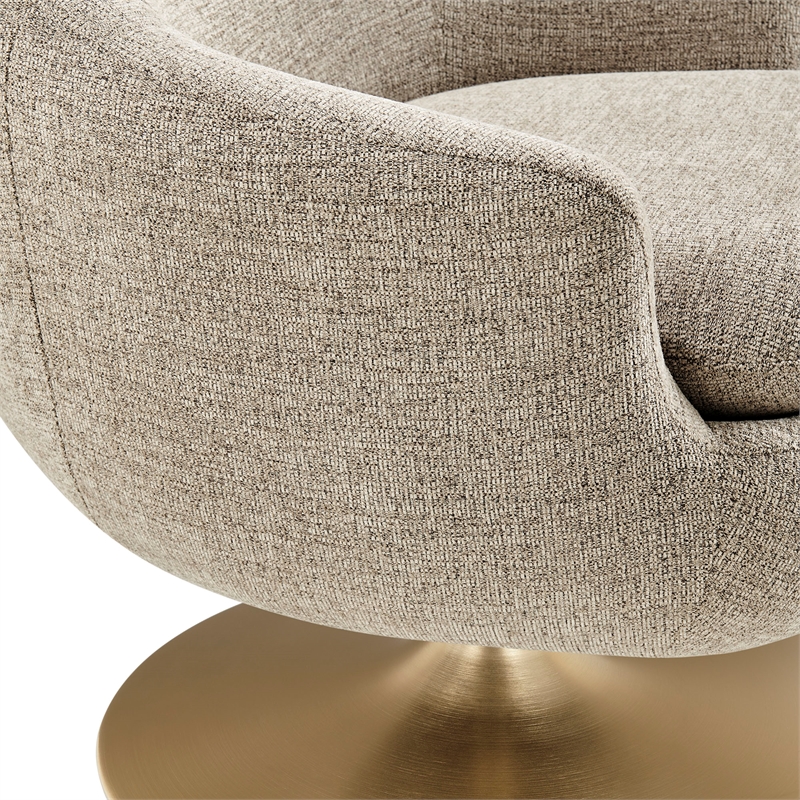 Quimby Chenille Swivel Accent Chair with Metal Base in Flaxen