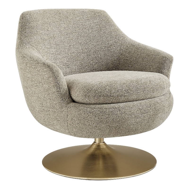 Quimby Chenille Swivel Accent Chair with Metal Base in Flaxen