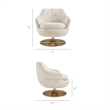 Quimby Chenille Swivel Accent Chair with Metal Base in Ivory