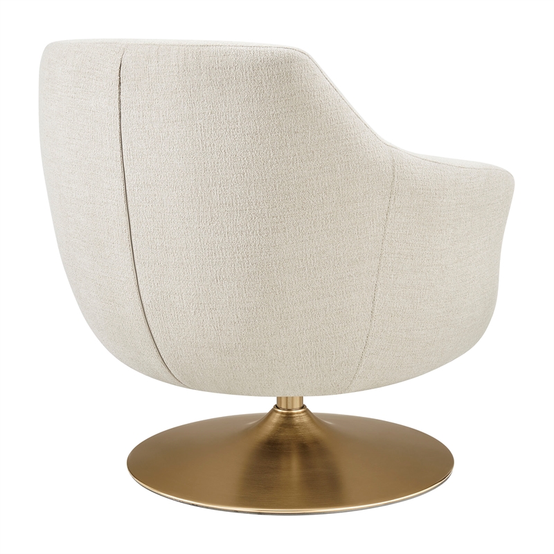 Quimby Chenille Swivel Accent Chair with Metal Base in Ivory