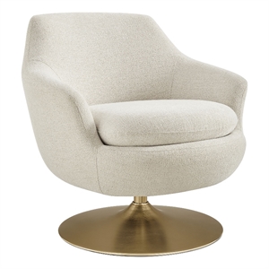 Quimby Chenille Swivel Accent Chair with Metal Base in Ivory