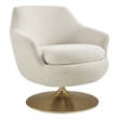 Quimby Chenille Swivel Accent Chair with Metal Base in Ivory
