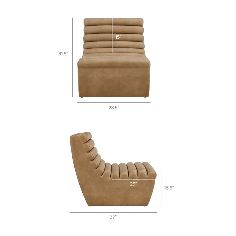 Corbin Vegan Leather Accent Chair with Channel Tufting in Toast