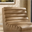 Corbin Vegan Leather Accent Chair with Channel Tufting in Toast