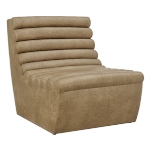 Corbin Vegan Leather Accent Chair with Channel Tufting in Toast