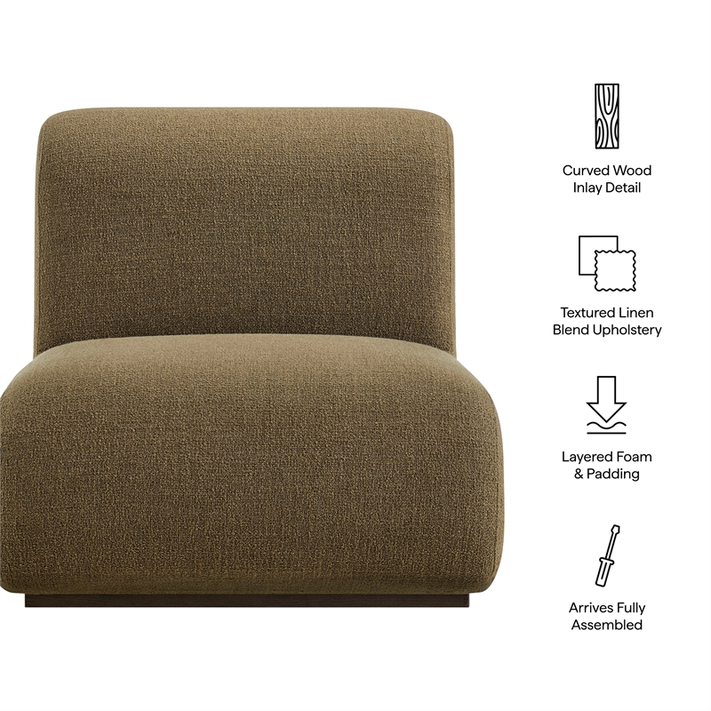 Denby Linen Blend Accent Chair with Wood Inlay in Olive